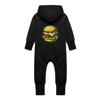hamburger - Baby Organic Sweat Overalls With Hood - vanilla - Back