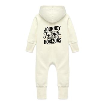 Journey with Friends adevnture texte de la citation de voyage - Grenouillère à capuche bio en molleton Bébé - vanille - Dos