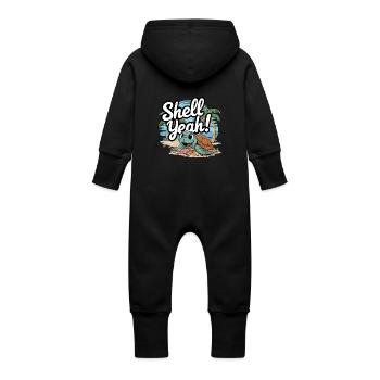 Shell yes - Baby Organic Sweat Overalls With Hood - vanilla - Back