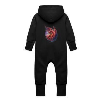 Cool Red Dragon - Baby Organic Sweat Overalls With Hood - vanilla - Back