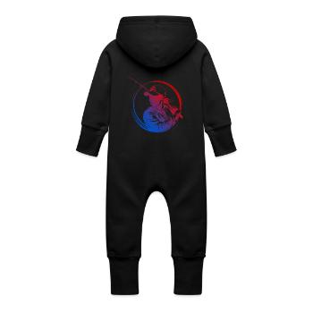Fishing Silhouette Colorful - Baby Organic Sweat Overalls With Hood - vanilla - Back