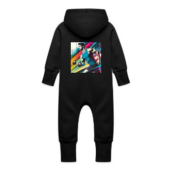 Sporty man - Baby Organic Sweat Overalls With Hood - vanilla - Back