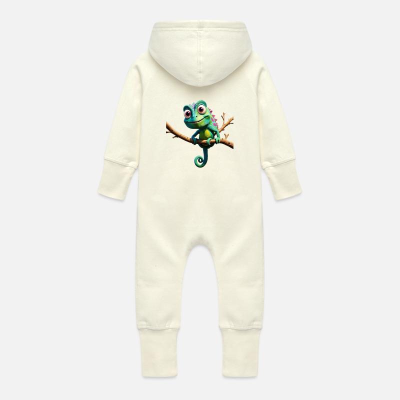 Dschungel-Kumpel - Baby Bio Sweat Overall mit Kapuze - Vanille-Milchshake