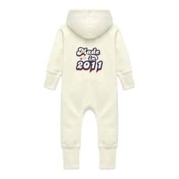 Made in 2011 retro - Baby Organic Sweat Overalls With Hood - vanilla - Back