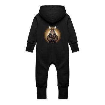Gangster-Osterhase - Baby Bio Sweat Overall mit Kapuze - Vanille-Milchshake - Hinten