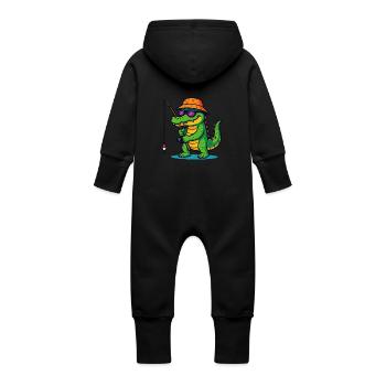 Pêche au crocodile - Grenouillère à capuche bio en molleton Bébé - vanille - Dos