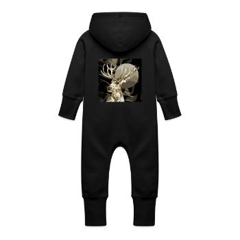 Deer - Baby Organic Sweat Overalls With Hood - vanilla - Back