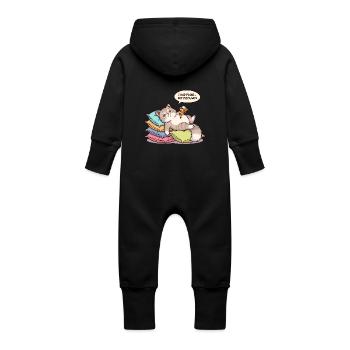 Chat paresseux avec pizza - Grenouillère à capuche bio en molleton Bébé - vanille - Dos