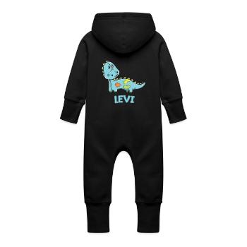 Dinosaure enfant drôle anniversaire cadeau Levi - Grenouillère à capuche bio en molleton Bébé - vanille - Dos