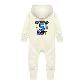 Birthday Boy 5 - Baby Bio Sweat Overall mit Kapuze - Vanille-Milchshake - Hinten