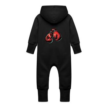 boxing gloves - Baby Organic Sweat Overalls With Hood - vanilla - Back