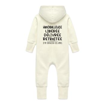 Handballerin feiert ihren Rücktritt mit Humor cadea - Baby Bio Sweat Overall mit Kapuze - Vanille-Milchshake - Hinten