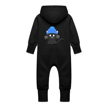 Charmant Plat Félin - Grenouillère à capuche bio en molleton Bébé - vanille - Dos