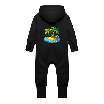 Île Palm - Grenouillère à capuche bio en molleton Bébé - vanille - Dos