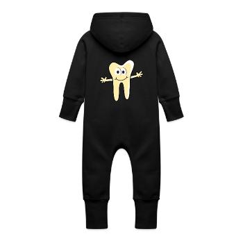 Pratique dentaire dent Logo - Grenouillère à capuche bio en molleton Bébé - vanille - Dos