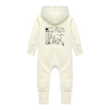 Lion Painting Fun for Children's Clothing, Bags & More - Baby Organic Sweat Overalls With Hood - vanilla - Back