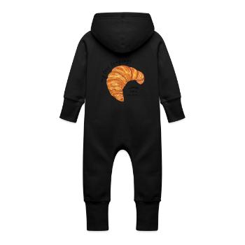 Croissant et café Amour Langue Petit-déjeuner - Grenouillère à capuche bio en molleton Bébé - vanille - Dos