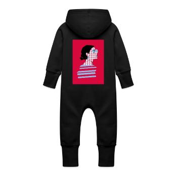Woman with earring - Baby Organic Sweat Overalls With Hood - vanilla - Back