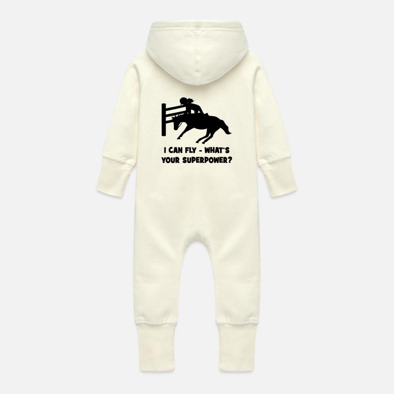 horse - Grenouillère à capuche bio en molleton Bébé - vanille