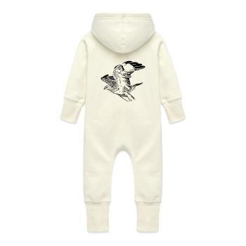Peregrine Falcon - Kestrel - Falcon in Flight - Baby Organic Sweat Overalls With Hood - vanilla - Back