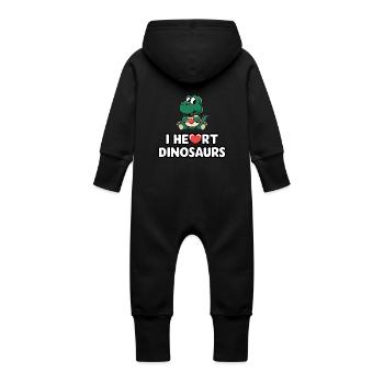 I Heart Dinosaurs T-Shirt - Baby Organic Sweat Overalls With Hood - vanilla - Back