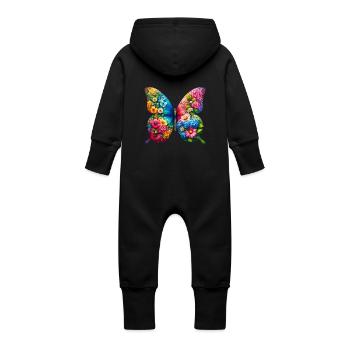 Bunter Schmetterling, von der Natur inspirierte Sommerstimmungen - Baby Bio Sweat Overall mit Kapuze - Vanille-Milchshake - Hinten