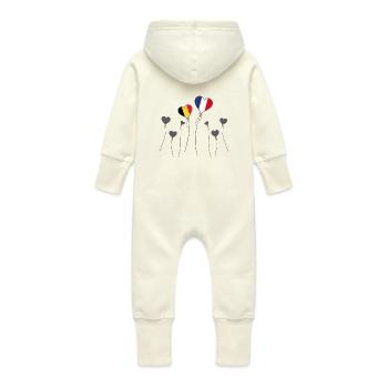 Drapeaux Français et Belge France Belgique coeur - Grenouillère à capuche bio en molleton Bébé - vanille - Dos