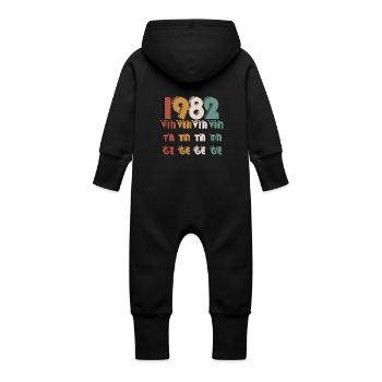 Vintage 1982 - Baby Organic Sweat Overalls With Hood - vanilla - Back