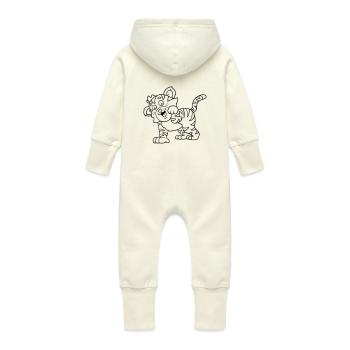 Tigre mignon, coloriage pour les enfants - Grenouillère à capuche bio en molleton Bébé - vanille - Dos
