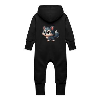 wolf 3 - Grenouillère à capuche bio en molleton Bébé - vanille - Dos