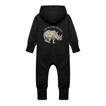 Droits des animaux // Rhinocéros - Grenouillère à capuche bio en molleton Bébé - vanille - Dos
