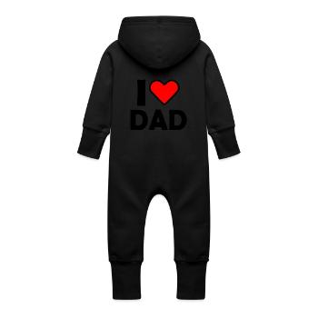 I love dad - Baby Organic Sweat Overalls With Hood - vanilla - Back