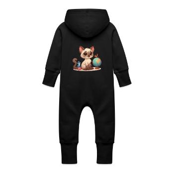 Siamese 2 - Baby Organic Sweat Overalls With Hood - vanilla - Back