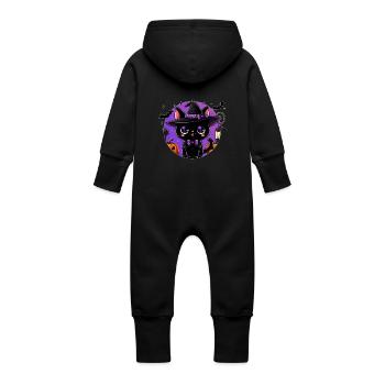 Cute kitten halloween v2 - Baby Organic Sweat Overalls With Hood - vanilla - Back