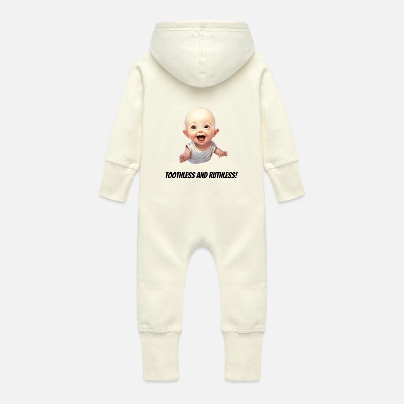 Krokmou et impitoyable ! - Grenouillère à capuche bio en molleton Bébé - vanille