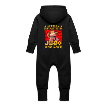 Leicht ablenken durch Judo und Katzen - Baby Bio Sweat Overall mit Kapuze - Vanille-Milchshake - Hinten