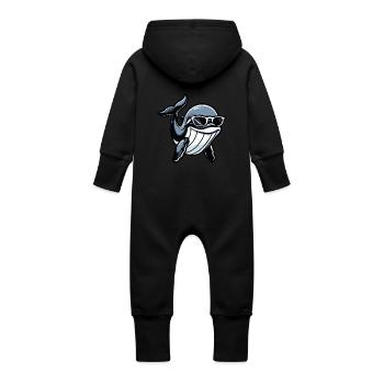 Whale Comic Cool - Baby Organic Sweat Overalls With Hood - vanilla - Back