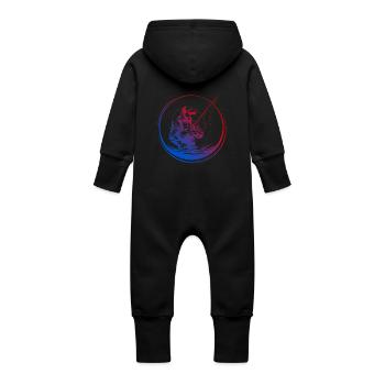 Fishing Silhouette Colorful - Baby Organic Sweat Overalls With Hood - vanilla - Back