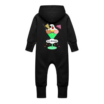 Rêve de glace - Grenouillère à capuche bio en molleton Bébé - vanille - Dos