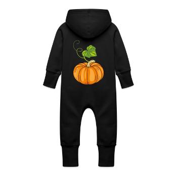 Reifer Kürbis mit grünem Blatt - Baby Bio Sweat Overall mit Kapuze - Vanille-Milchshake - Hinten