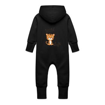 Vie sauvage - Tigre mignon - Grenouillère à capuche bio en molleton Bébé - vanille - Dos