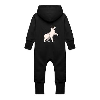 Cat Black and White - Baby Organic Sweat Overalls With Hood - vanilla - Back