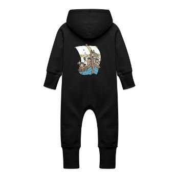 Viking Boat front - Grenouillère à capuche bio en molleton Bébé - vanille - Dos