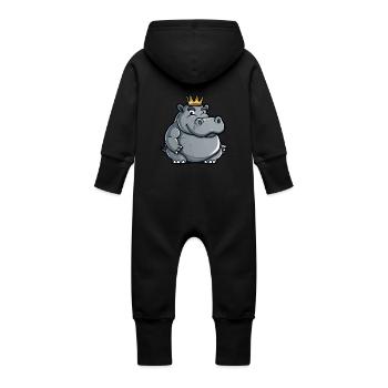 Hippopotame Cartoon Couronne - Grenouillère à capuche bio en molleton Bébé - vanille - Dos