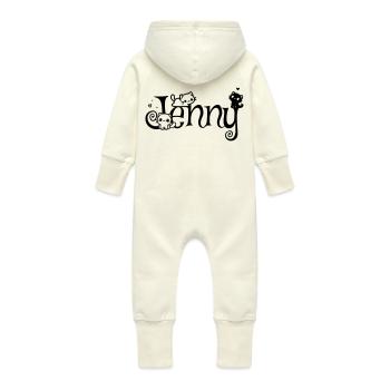 Jenny Name Vorname Kätzchenname - Baby Bio Sweat Overall mit Kapuze - Vanille-Milchshake - Hinten