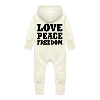 Love peace freedom - Grenouillère à capuche bio en molleton Bébé - vanille - Dos