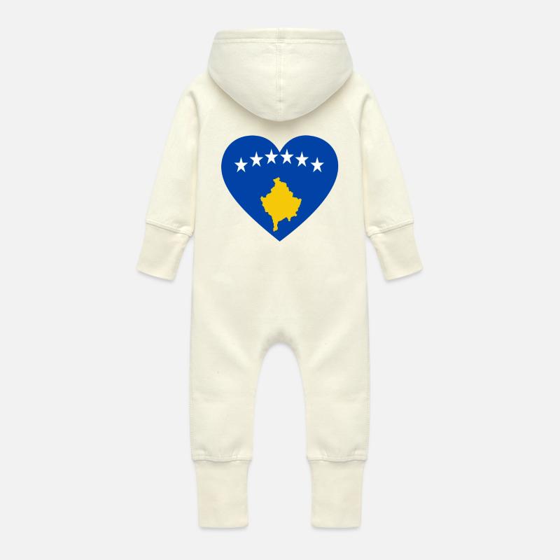 Love Amour cadeau Kosovo balkan kosovar - Grenouillère à capuche bio en molleton Bébé - vanille