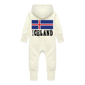 Iceland Flag - Baby Bio Sweat Overall mit Kapuze - Vanille-Milchshake - Hinten
