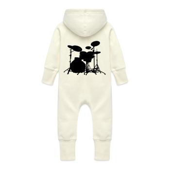 batterie - drums - Grenouillère à capuche bio en molleton Bébé - vanille - Dos