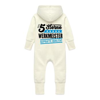 5Sterne Werkmeister - Baby Bio Sweat Overall mit Kapuze - Vanille-Milchshake - Hinten
